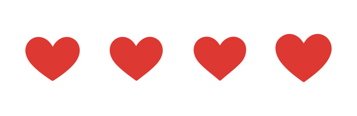 Obraz premium Row of simple red hearts icons on clean white background