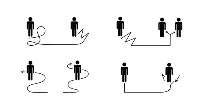 Set of icons representing different ways of communication and interaction between people