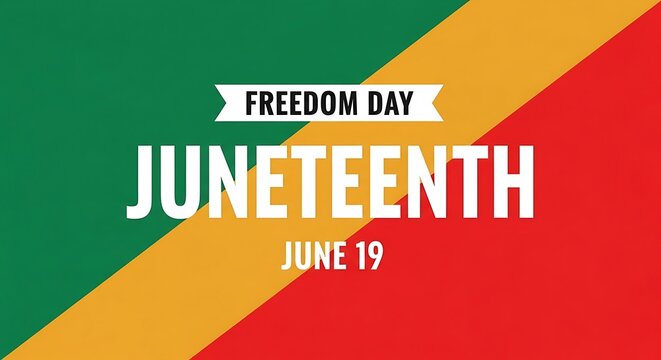 Juneteenth freedom day celebration background with green, yellow, red colors