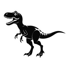 Fototapeta premium Happy dinosaur silhouette with friendly expression and playful stance. Joyful happy dinosaur illustration features bold lines and dynamic pose, ideal for children's products or educational materials.