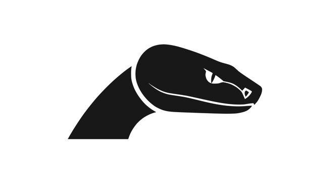 Black Viper Snake Head Silhouette Icon, Danger Symbol, Isolated On White