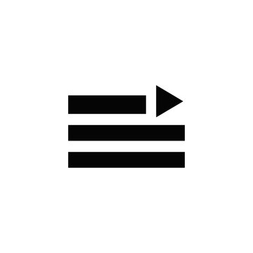 Alignment icon features horizontal lines with an arrow indicating right-side justification for text formatting in digital user interfaces.