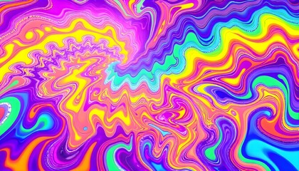 Fototapeta premium Close up view of psychedelic swirl background, abstract artistic composition with vibrant colorful spirals for creative design