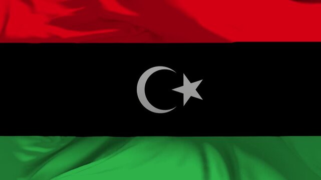 Libya Flag Waving in Slow Motion Loop Animation
