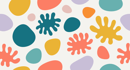 Fototapeta premium Abstract Organic Shapes Pattern, Colorful Blob Background, Playful Design