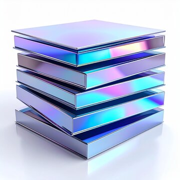 Futuristic Minimalist Perpetual Calendar Made of Polished Iridescent Mirror Finish Chrome Plates