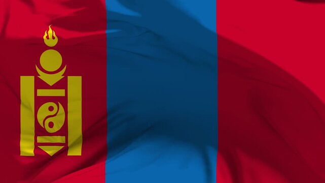 Mongolia Flag Waving in Slow Motion Loop Animation