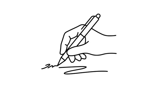 Outline Hand Writing with Pen Clean Line Icon for Graphic Design
