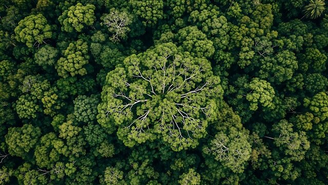 Aerial View of Lush Green Forest.