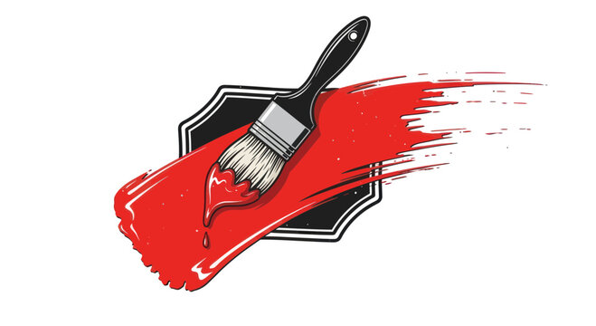 Paint Brush with Red Paint.