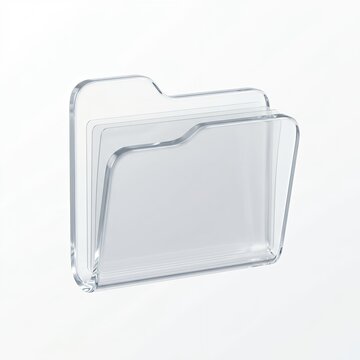 Transparent Glass File Folder Standing on Clean White Background
