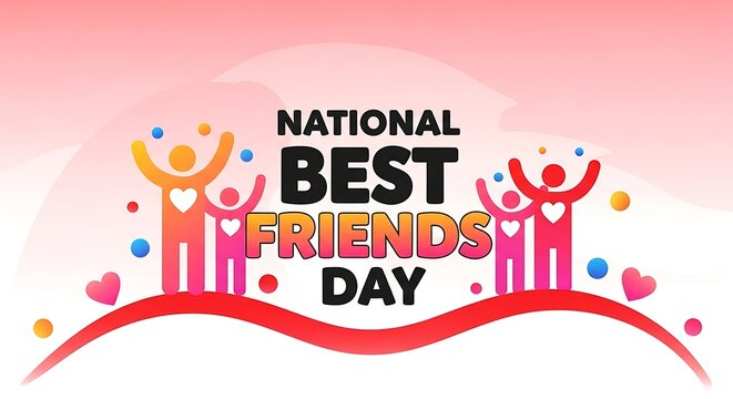 National best friends day colorful illustration with people and text