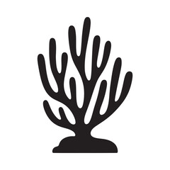 Fototapeta premium Coral silhouette on white background marine life illustration