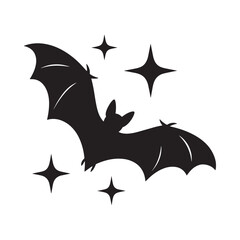 Fototapeta premium Bat silhouette with sparkles isolated on a white background