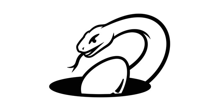 Snake Head Emerging from Hole Vector Illustration