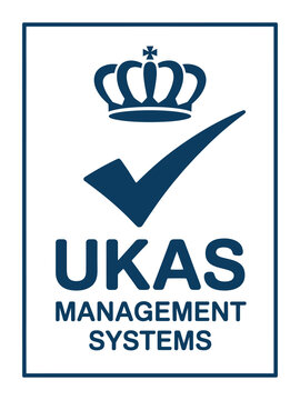 ukas management systems certification logo with crown and checkmark
