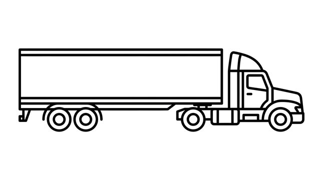 A horse head outline illustration is not present, instead a simple truck outline for logistic