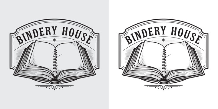 Classic Open Book Illustration Logo for Bindery House Publishing