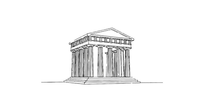 Illustration of a classical Greek temple showcasing ancient architectural design with tall columns and detailed frieze