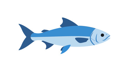 Obraz premium Stylized Blue Fish Illustration on White Background