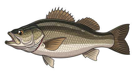 Fototapeta premium Striped Bass Fish Illustration - Aquatic Wildlife