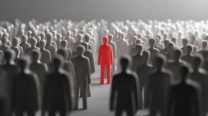 Obraz premium A solitary figure stands out in a crowd, representing individuality and uniqueness.