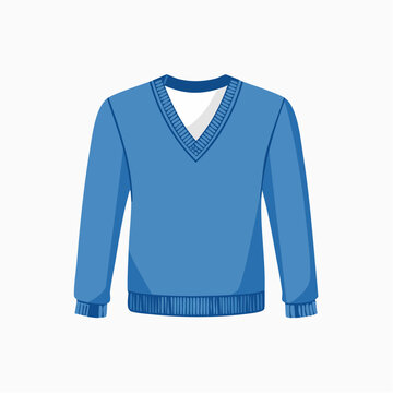 Blue V-neck Sweater Illustration