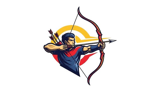 Man aiming bow and arrow sport.