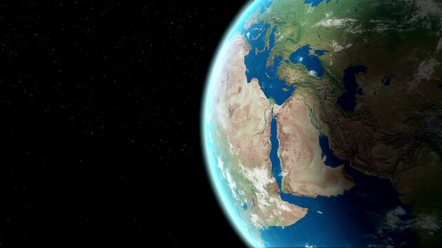 Seamless loop footage of planet earth 3D planets orbital rotation with day night transition