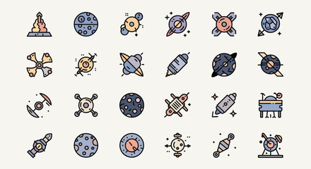 Cosmic icons vector illustrations of planets © Jacob
