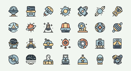Cosmic icons vector illustrations on white © Jacob