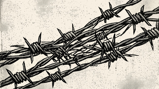 Barbed wire close up detail.