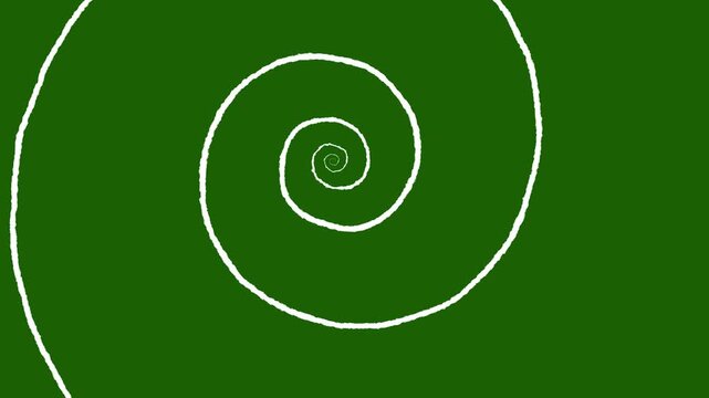 Swirling Spiral: A mesmerizing white spiral gracefully curves against a vibrant green backdrop, creating a sense of dynamic flow and perpetual motion. 