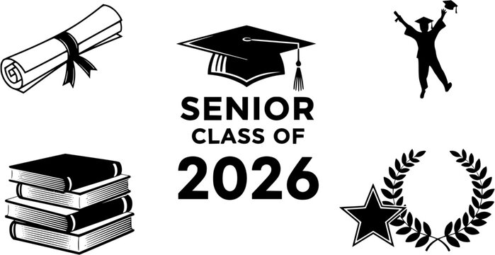 vector set of Senior class of 2026 year, graduation vector template