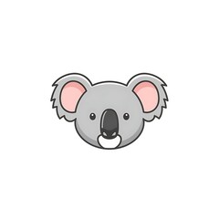 Obraz premium Cute cartoon koala head illustration on a white background