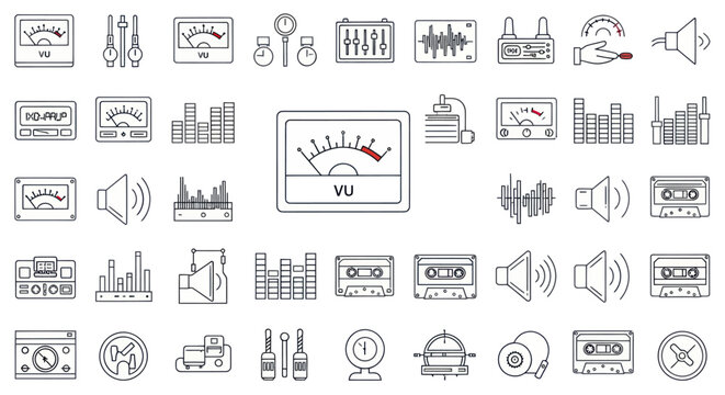 Collection of sound and audio equipment icons