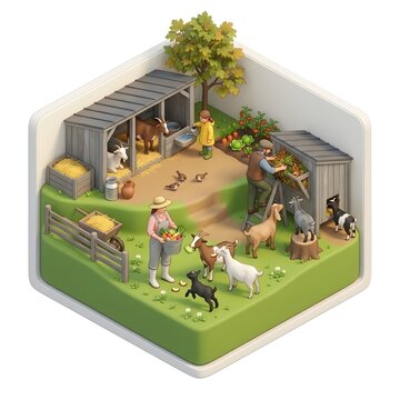 Isometric Goat Feeding Time
