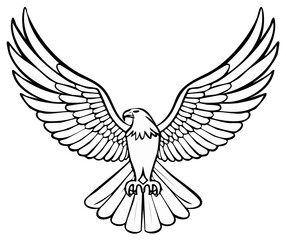 Obraz premium Majestic Eagle Spreading Wings in Flight Line Art Symbol of Freedom and Power