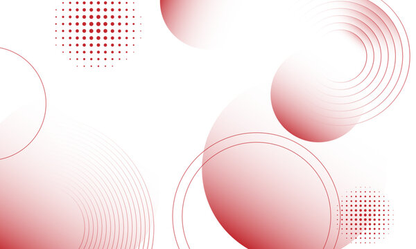 Abstract geometric overlapping circles seamless pattern on white background banner design. Glowing red pastel vector art.