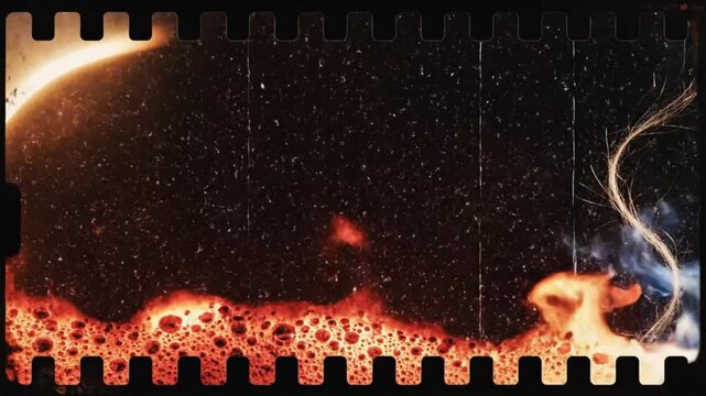 Old film grunge effect on black background with realistic flickering light and texture variations