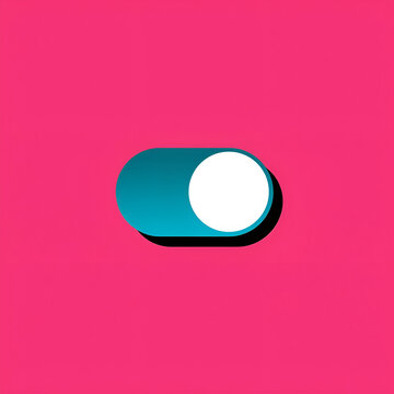 A bright pink background with a toggle switch in the center, showing the off position with a blue gradient.
