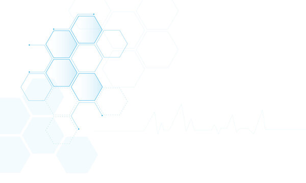 Futuristic hexagonal medical technology background with abstract blue geometric network