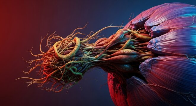 An organic entity with aged features emerges from a biological host in a disturbing cycle, reversing the standard flow of linear existence, birth, dark, genesis