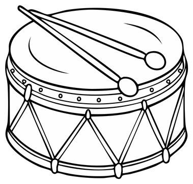 Illustration of a Snare Drum with Drumsticks for Music and Percussion