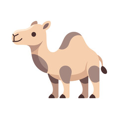 Obraz premium Adorable flat design camel illustration standing isolated on a white background.