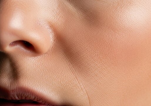 Close-up macro view of skin texture blending realistic aging nuance and fine lines through subtle lighting and natural shadow transitions, sharpness, contrast, lifespan