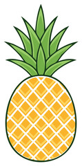 Obraz premium Simple Vector Illustration of a Tropical Pineapple with Green Leaves