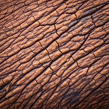 Detailed macro shot of weathered skin texture featuring intricate patterns of natural lines and deep crevices formed by biological maturity, moisture, harsh, longevity