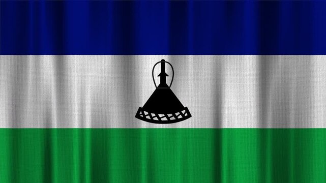 Lesotho Flag Animation With Fabric Texture