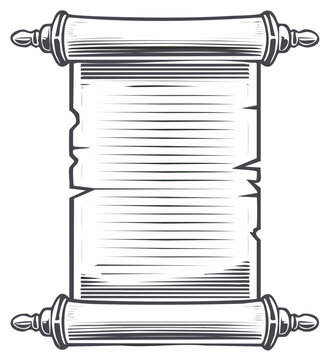 Ancient Scroll with Horizontal Lines Detailed Outline Illustration
